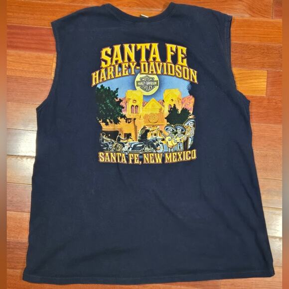Vintage Harley-Davidson Santa Fe Navy Graphic Sleeveless Tee Tank Top SIZE 2XL - Picture 1 of 9